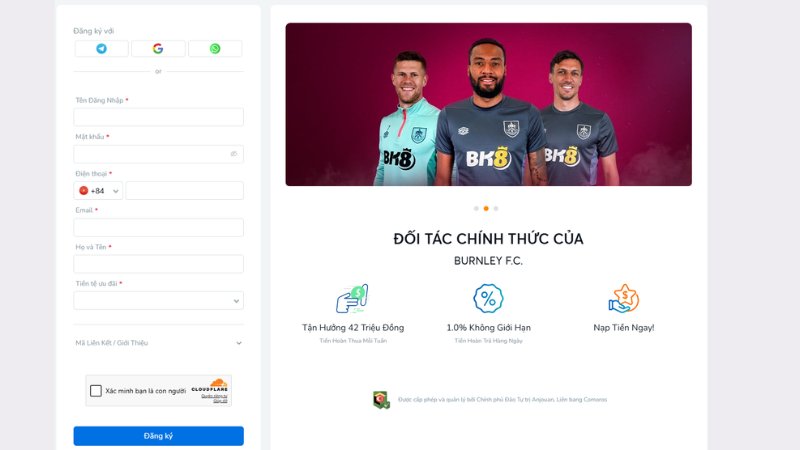 Hướng dẫn cách đăng ký vào tạo tài khoản BK8 từng bước
