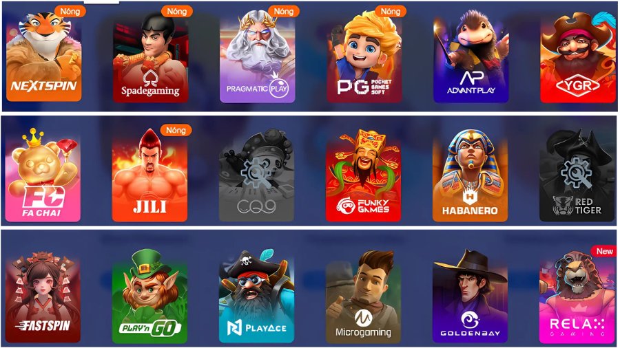 Top nhà cung cấp slot lớn nhất tại BK8 