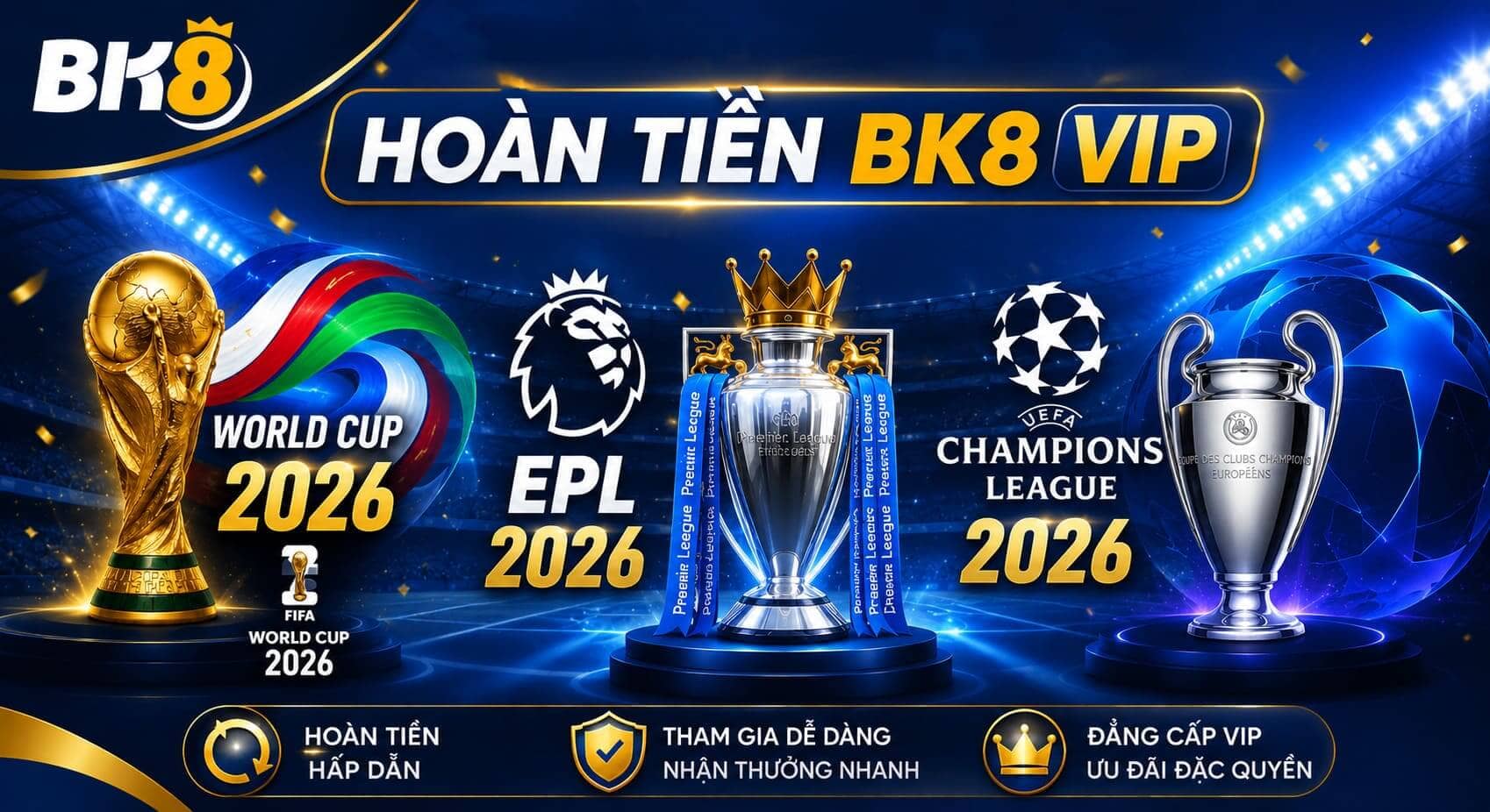Các sự kiện lớn trong năm được áp dụng hoàn tiền BK8 VIP